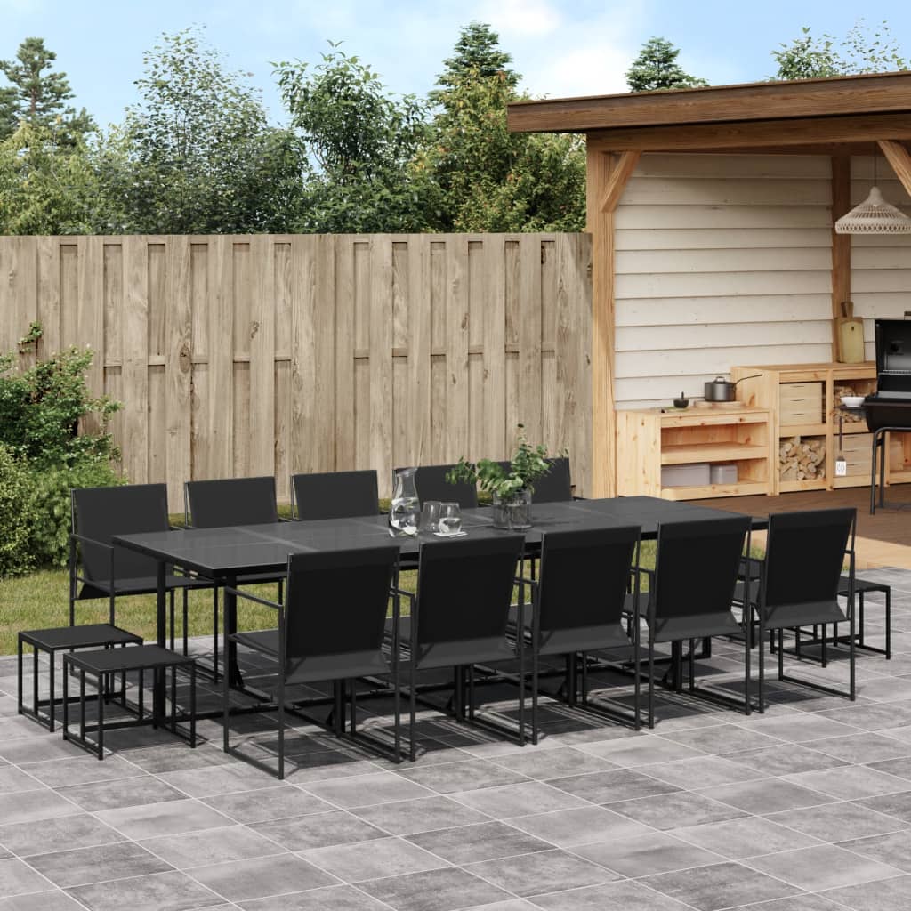Set da Pranzo da Giardino 15 pz Nero in Textilene | homemem39