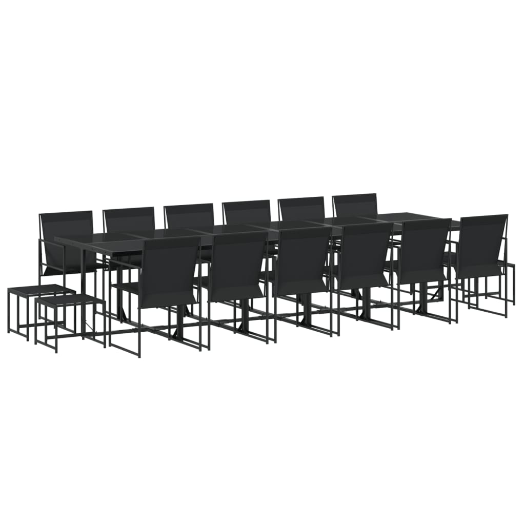 Set da Pranzo da Giardino 17 pz Nero in Textilene | homemem39