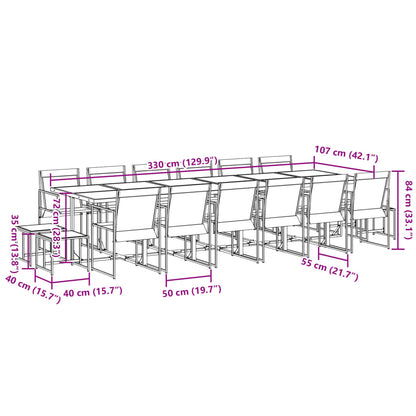 Set da Pranzo da Giardino 17 pz Nero in Textilene | homemem39