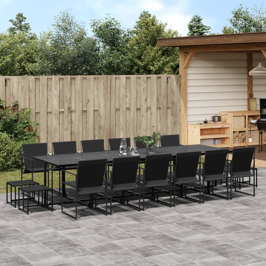 Set da Pranzo da Giardino 17 pz Nero in Textilene | homemem39