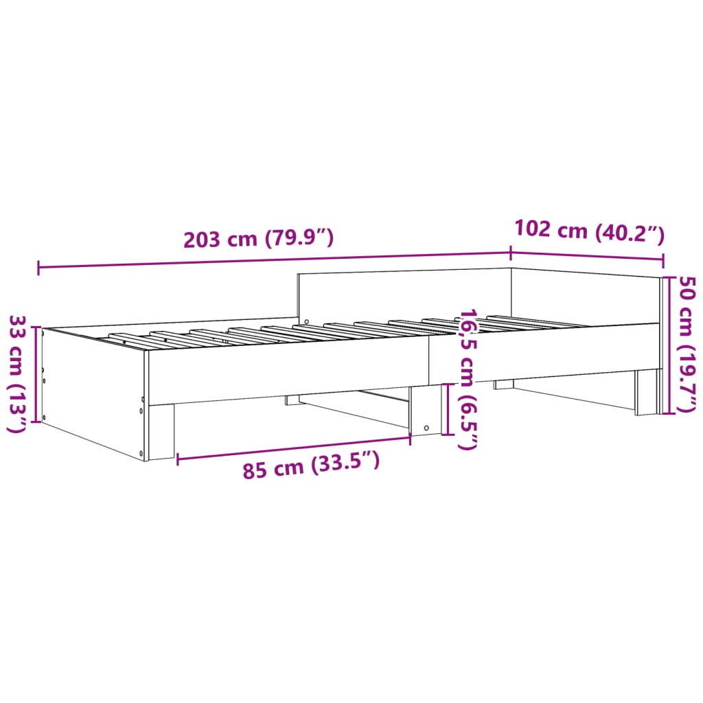 Giroletto senza Materasso Rovere Marrone 100x200 cm Truciolato | homemem39