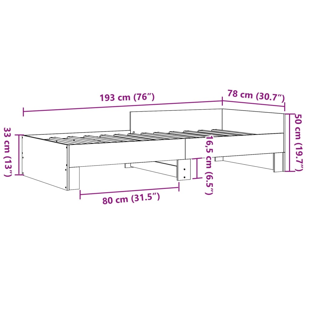 Giroletto Grigio Sonoma 75x190 cm in Legno Multistrato | homemem39