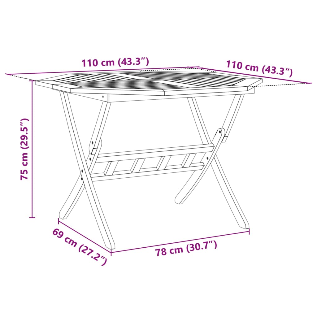 Set Pranzo da Giardino Pieghevole 5pz Legno Massello di Acacia | homemem39