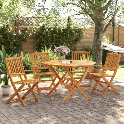 Set Pranzo da Giardino Pieghevole 5pz Legno Massello di Acacia | homemem39