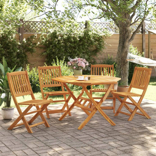 Set Pranzo da Giardino Pieghevole 5pz Legno Massello di Acacia - homemem39