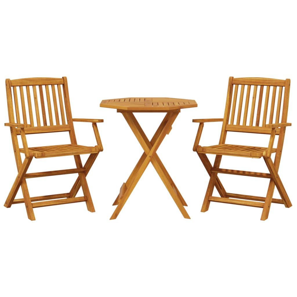 Set Bistrò Pieghevole 3pz in Legno Massello di Acacia | homemem39
