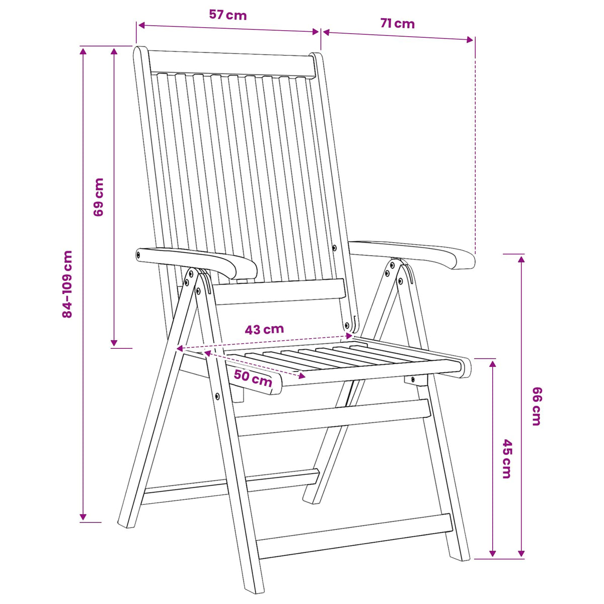 Set da Pranzo per Giardino 3 pz 85x85x74 cm