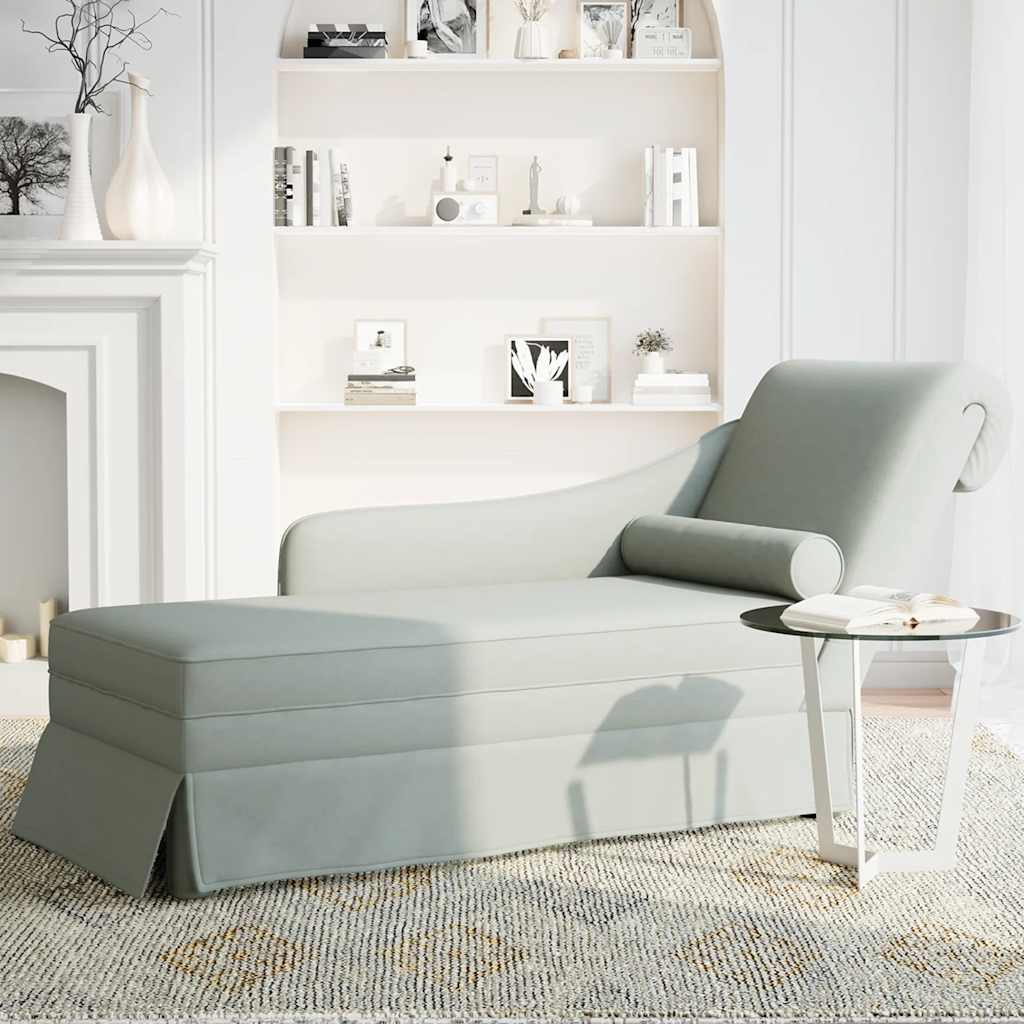 Sdraio con Capezzale e Bracciolo Destro Velluto Grigio Chiaro - homemem39