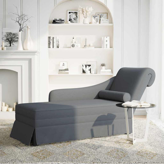 Sdraio con Capezzale e Bracciolo Destro in Velluto Grigio Scuro - homemem39