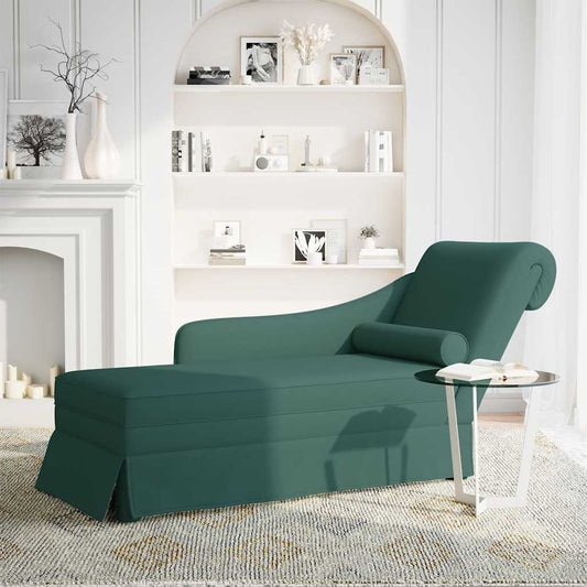 Sdraio con Capezzale e Bracciolo Destro Verde Scuro in Velluto - homemem39