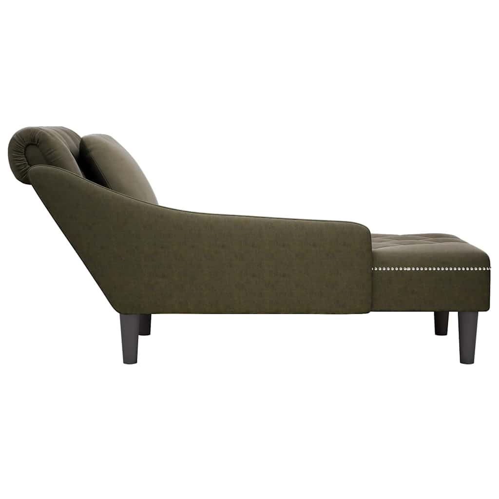 Sdraio con Cuscino e Bracciolo Destro Similpelle Verde Militare - homemem39
