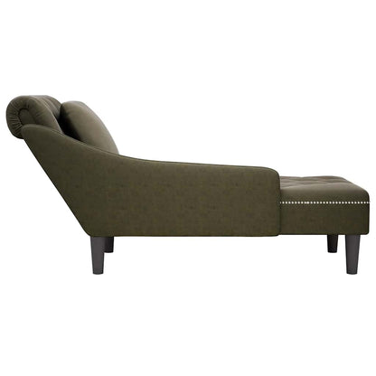 Sdraio con Cuscino e Bracciolo Destro Similpelle Verde Militare - homemem39