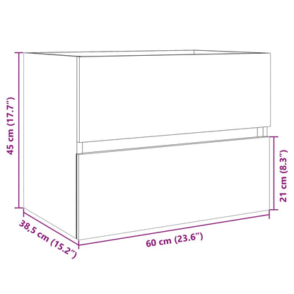 Mobile Lavabo Rovere Sonoma 60x38,5x45 cm in Legno Multistrato | homemem39