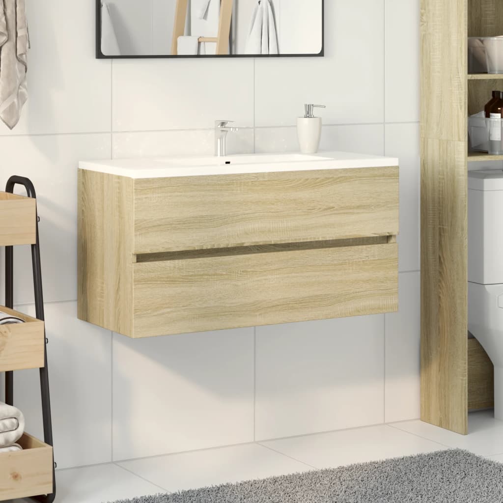 Mobile Lavabo Rovere Sonoma 90x38,5x45 cm in Legno Multistrato | homemem39