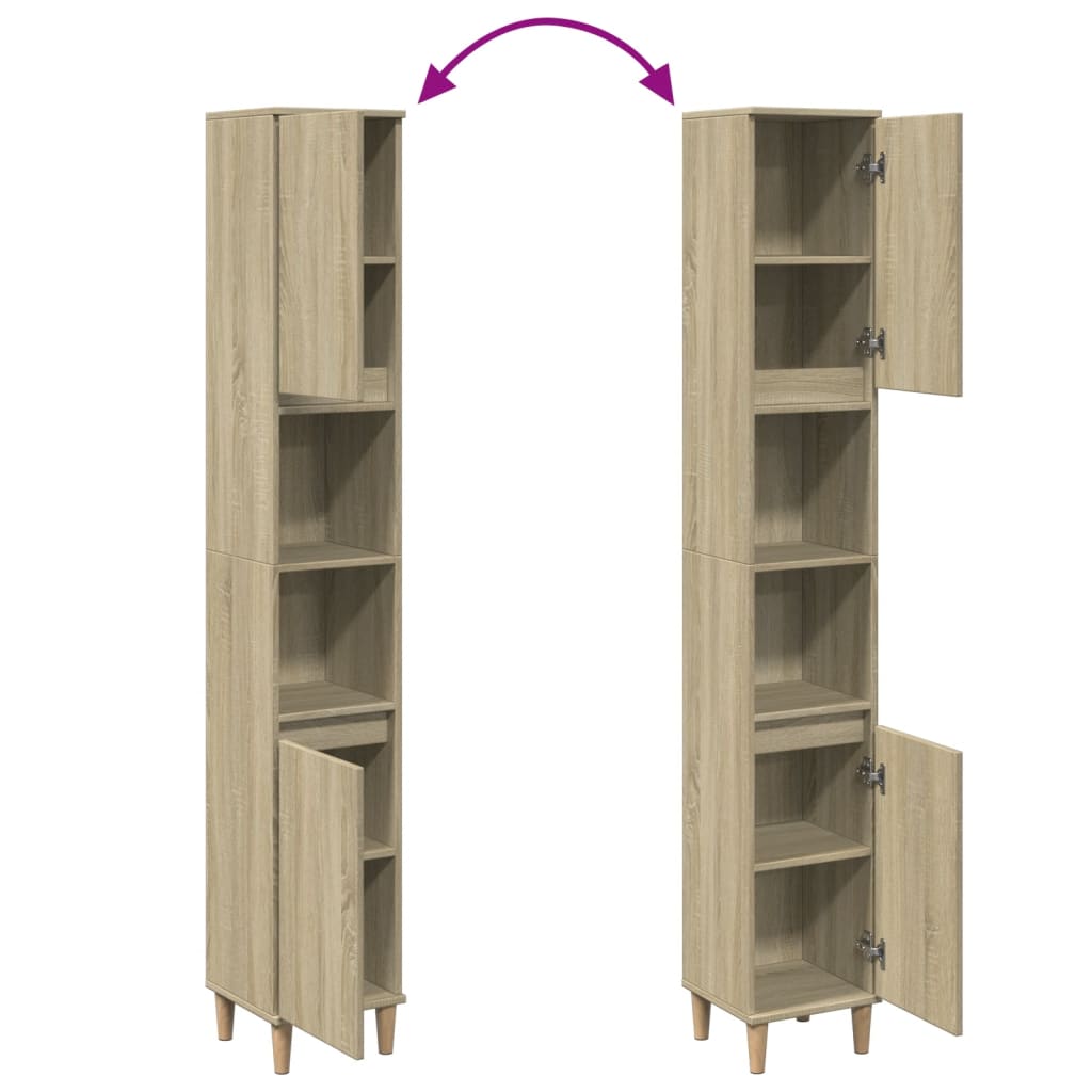 Armadietto da Bagno Rovere Sonoma 30x30x190cm Legno Multistrato | homemem39
