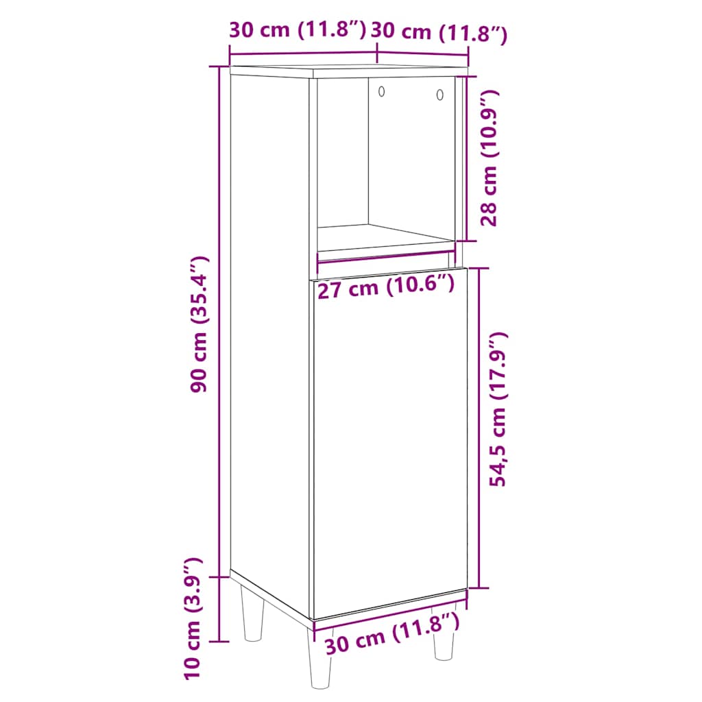 Armadietto da Bagno Rovere Sonoma 30x30x100cm Legno Multistrato | homemem39
