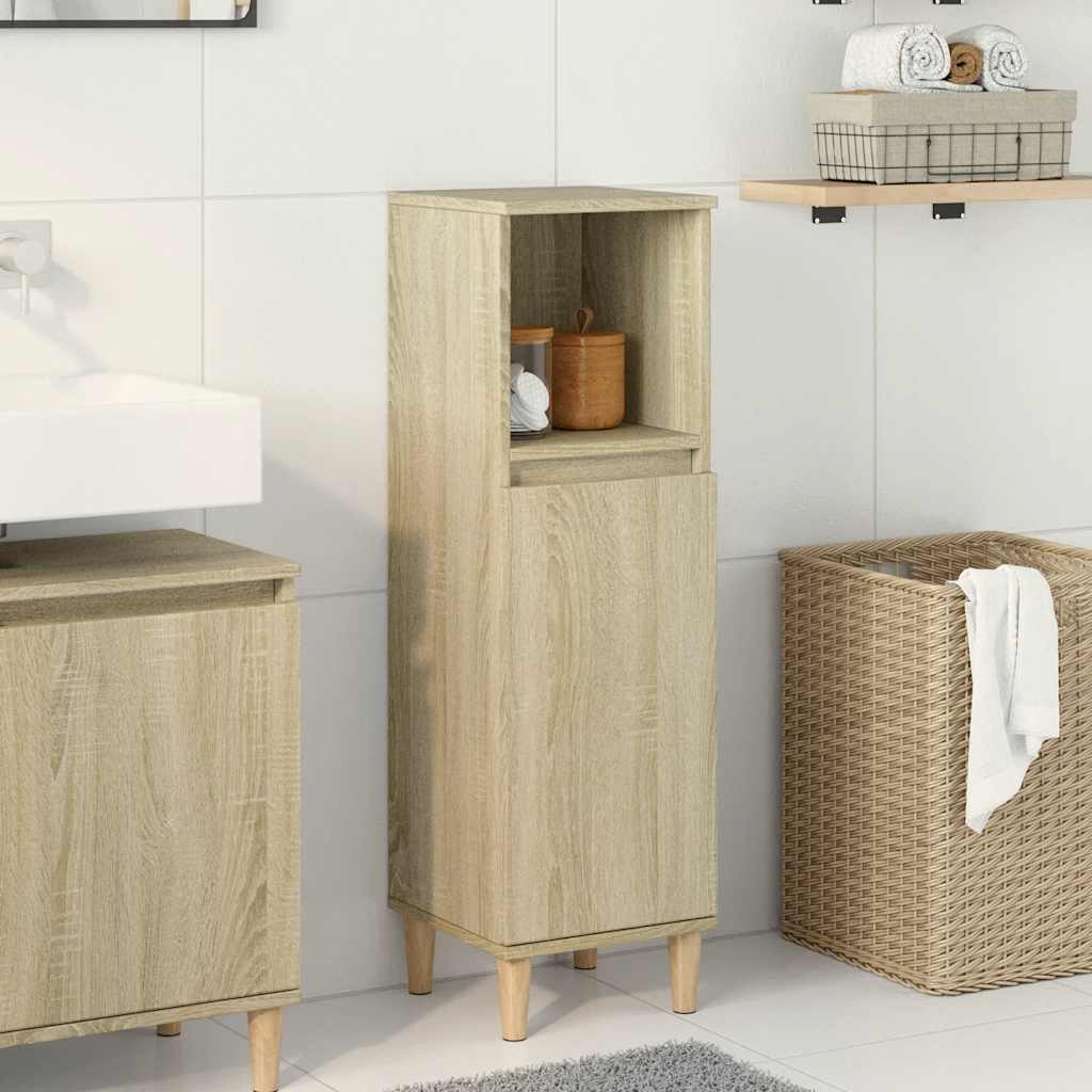 Armadietto da Bagno Rovere Sonoma 30x30x100cm Legno Multistrato | homemem39