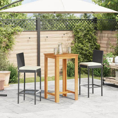 Set Bar da Giardino 3 pz Nero in Legno Acacia e Polyrattan | homemem39