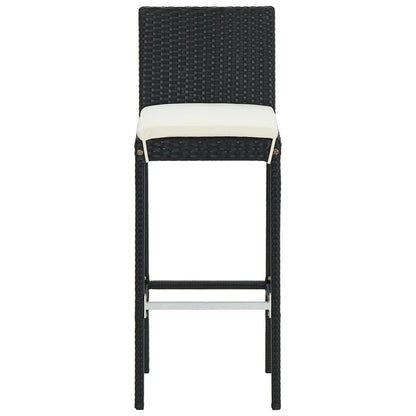 Set Bar da Giardino 3 pz Nero in Legno Acacia e Polyrattan | homemem39