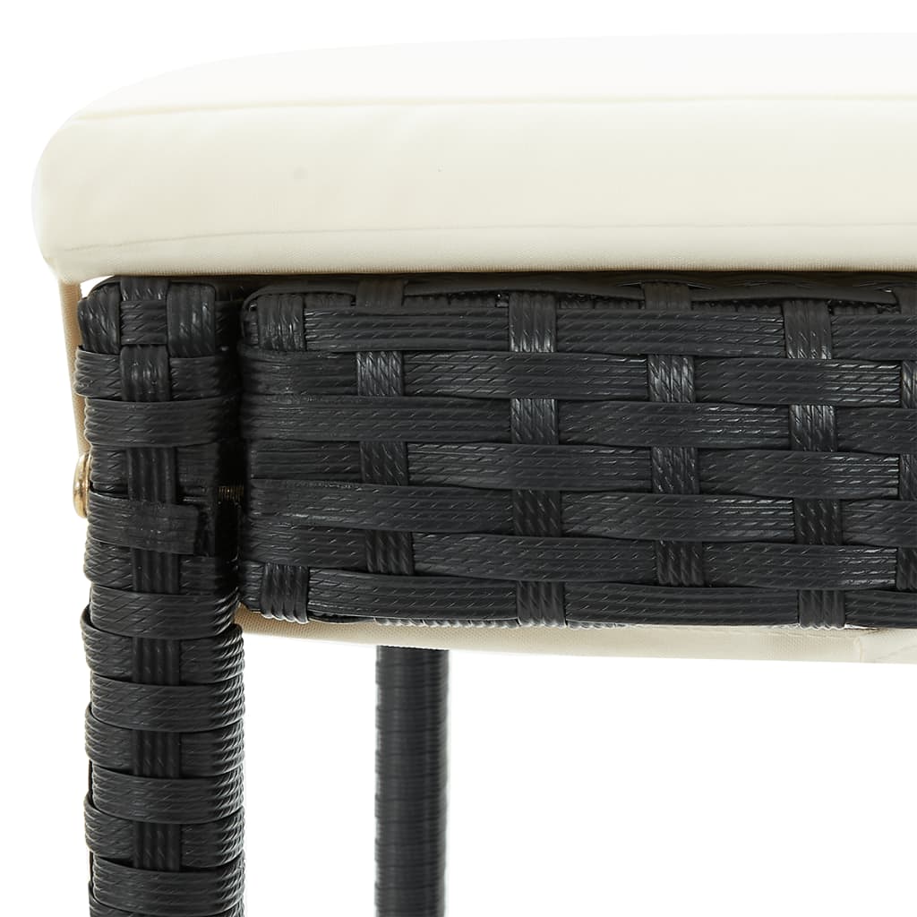 Set Bar da Giardino 3 pz Nero in Legno Acacia e Polyrattan | homemem39