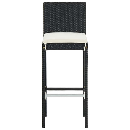 Set Bar da Giardino 5 pz Nero in Legno Acacia e Polyrattan | homemem39