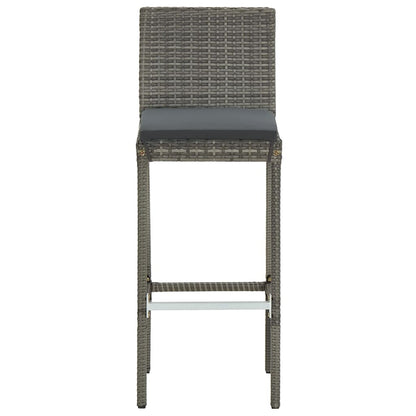 Set Bar Giardino 5pz Grigio Legno Massello Acacia e Polyrattan | homemem39