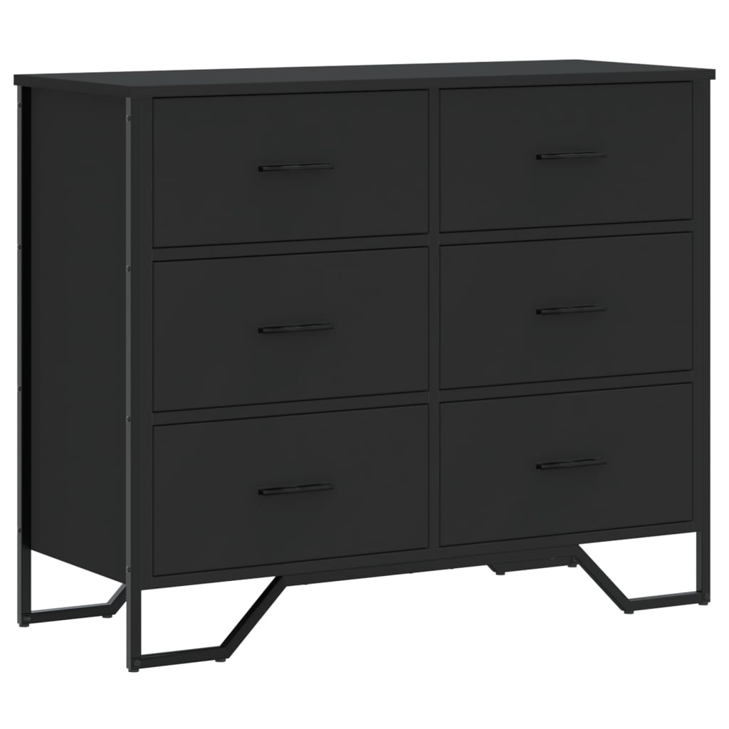 Cassettiera Nera 91x35,5x74,5 cm in Truciolato - homemem39