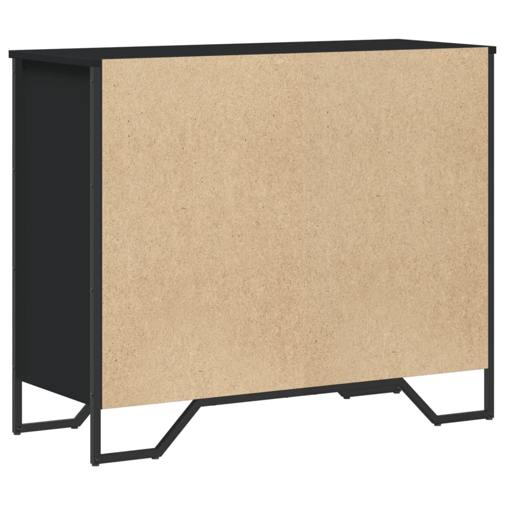 Cassettiera Nera 91x35,5x74,5 cm in Truciolato - homemem39