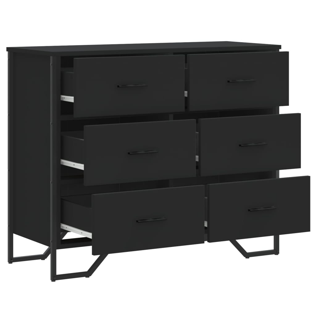 Cassettiera Nera 91x35,5x74,5 cm in Truciolato | homemem39