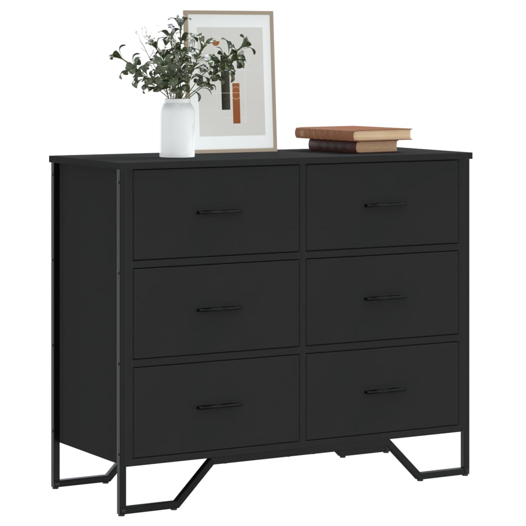Cassettiera Nera 91x35,5x74,5 cm in Truciolato - homemem39
