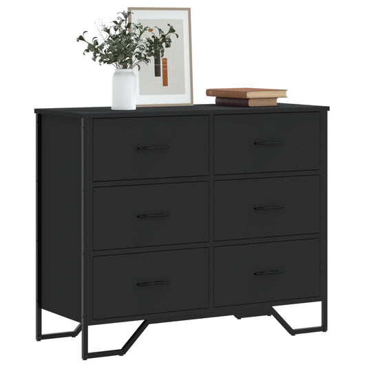 Cassettiera Nera 91x35,5x74,5 cm in Truciolato - homemem39