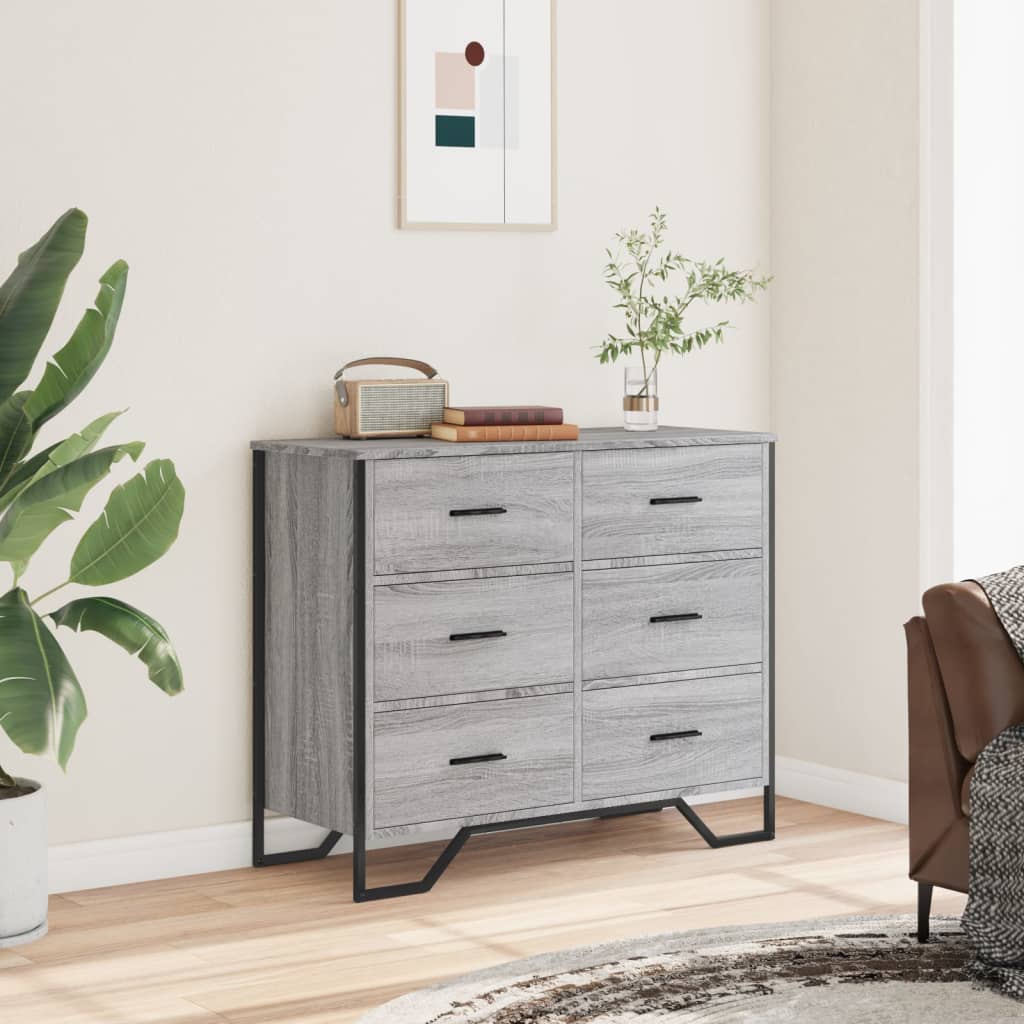 Cassettiera Grigio Sonoma 91x35,5x74,5 cm in Truciolato - homemem39