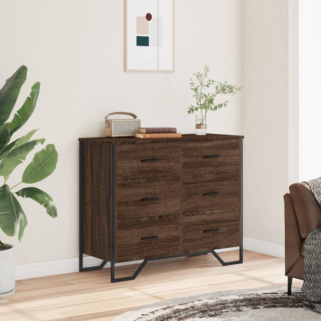 Cassettiera Rovere Marrone 91x35,5x74,5 cm in Truciolato - homemem39