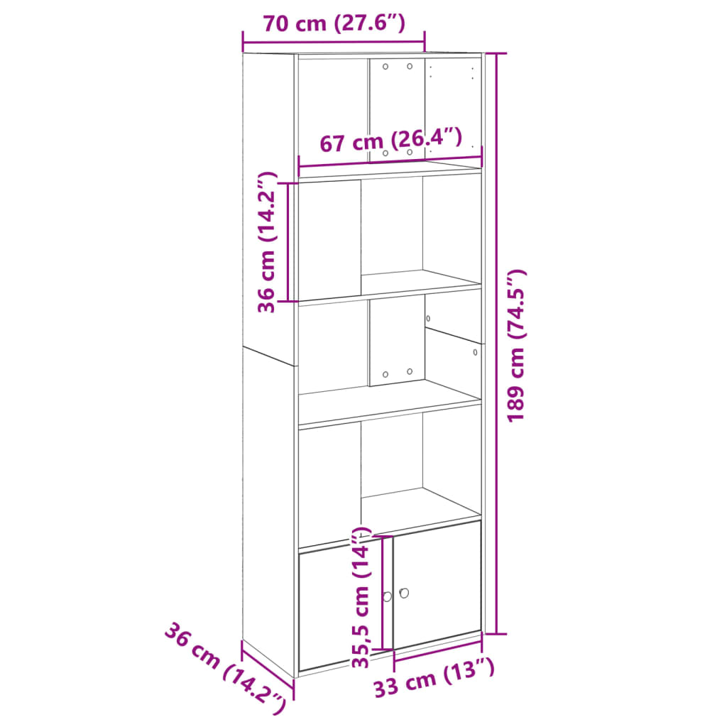 Libreria Bianca 70x36x189 cm in Legno Multistrato | homemem39