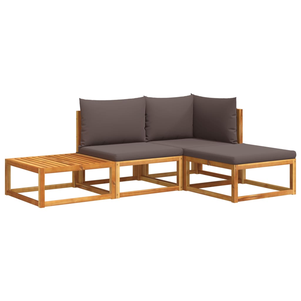 Set di divani da giardino 4 pezzi con cuscini in legno di acacia e corda | homemem39