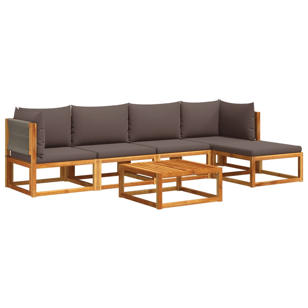 Set di divani da giardino 6 pezzi con cuscini in legno di acacia e corda | homemem39