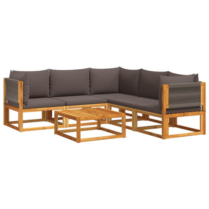 Set di divani da giardino 6 pezzi con cuscini in legno di acacia e corda | homemem39