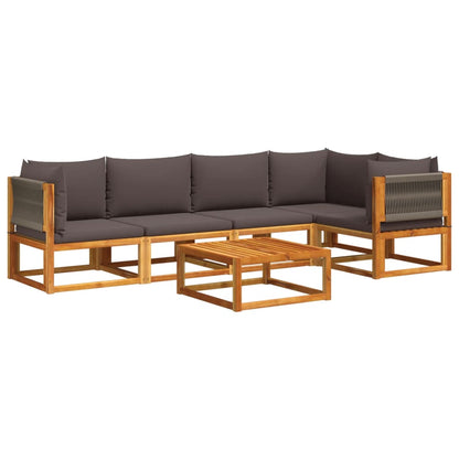 Set di divani da giardino 6 pezzi con cuscini in legno di acacia e corda | homemem39