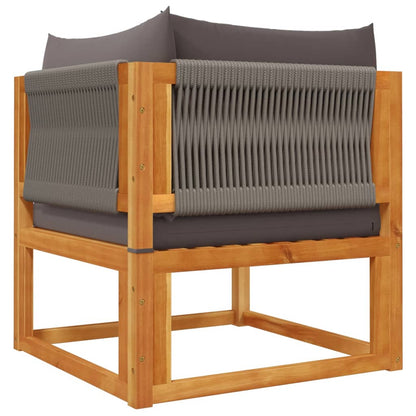 Set di divani da giardino 4 pezzi con cuscini in legno di acacia e corda | homemem39