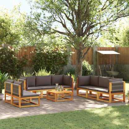 Set di divani da giardino 9 pezzi con cuscini in legno di acacia e corda | homemem39