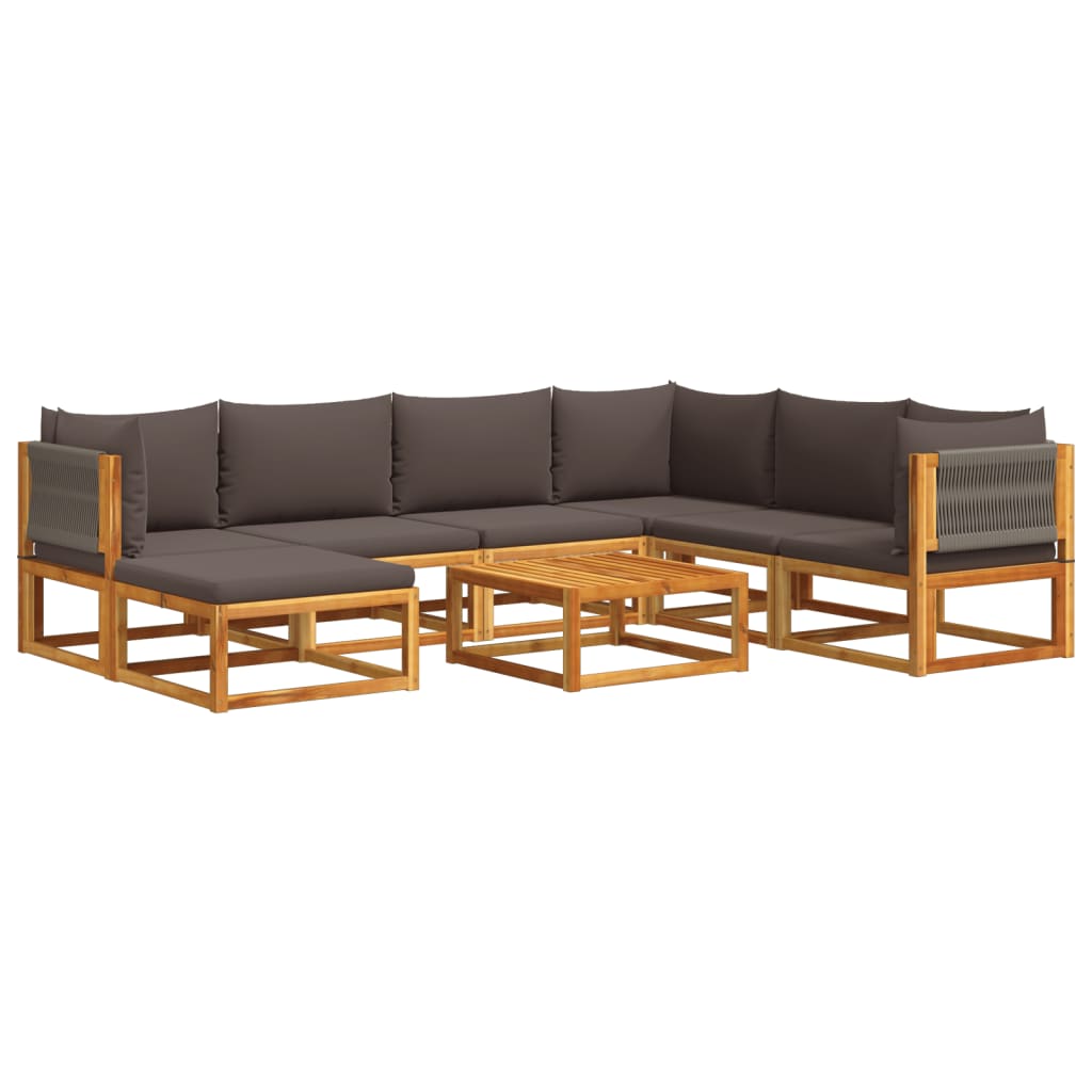 Set di divani da giardino 8 pezzi con cuscini in legno di acacia e corda | homemem39