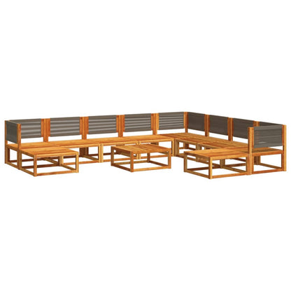 Set di divani da giardino 11 pz con cuscini in legno di acacia e corda | homemem39