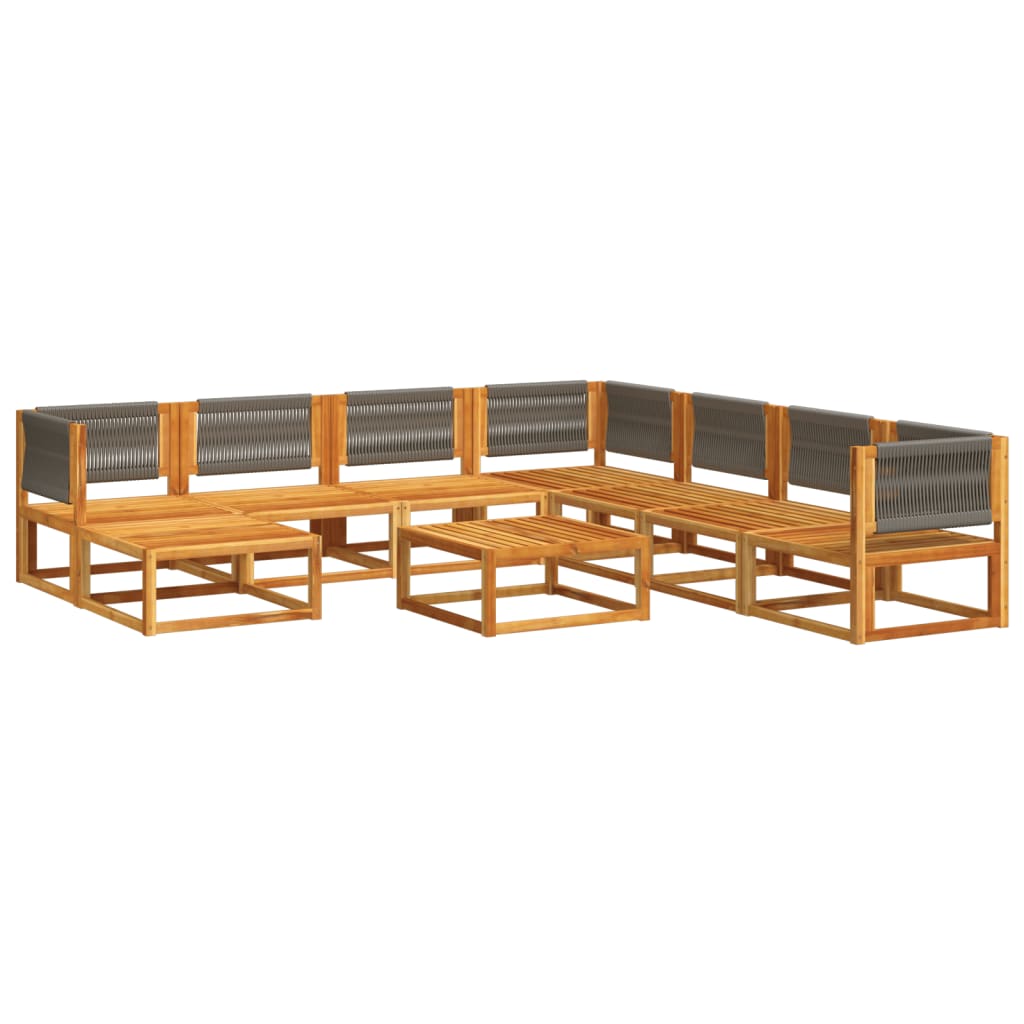 Set di divani da giardino 9 pezzi con cuscini in legno di acacia e corda | homemem39