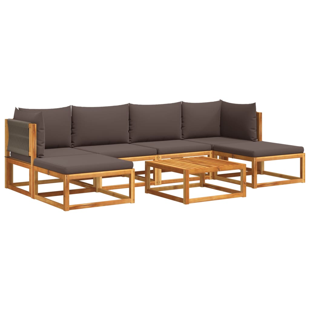 Set di divani da giardino 7 pezzi con cuscini in legno di acacia e corda | homemem39