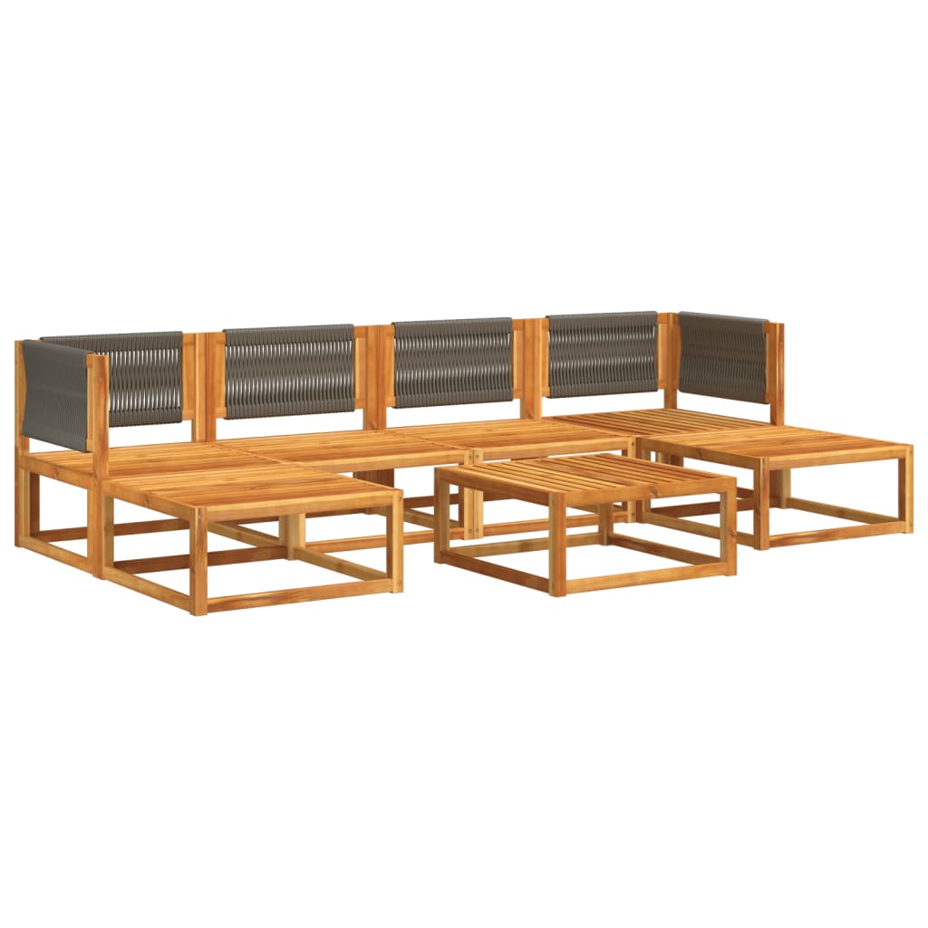 Set di divani da giardino 7 pezzi con cuscini in legno di acacia e corda | homemem39