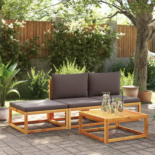 Set di divani da giardino 4 pezzi con cuscini in legno di acacia e corda | homemem39