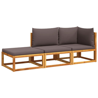 Set di divani da giardino 3 pezzi con cuscini in legno di acacia e corda | homemem39