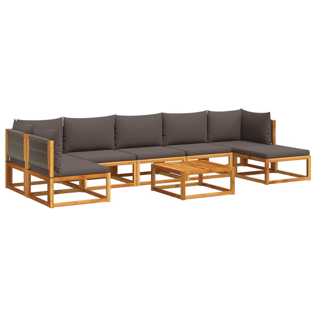 Set di divani da giardino 8 pezzi con cuscini in legno di acacia e corda | homemem39