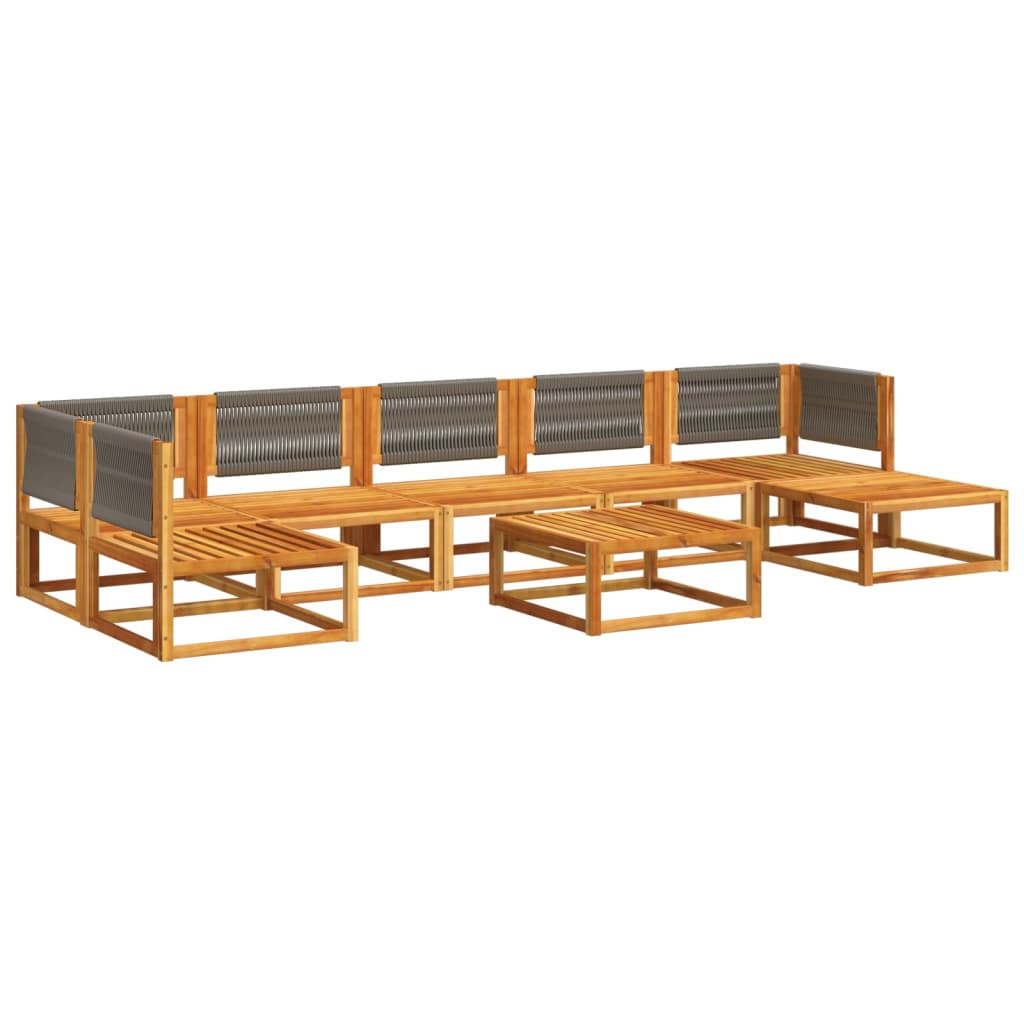 Set di divani da giardino 8 pezzi con cuscini in legno di acacia e corda | homemem39