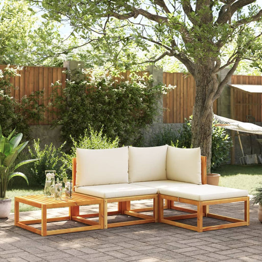 Set di divani da giardino 4 pezzi con cuscini in legno di acacia e corda | homemem39
